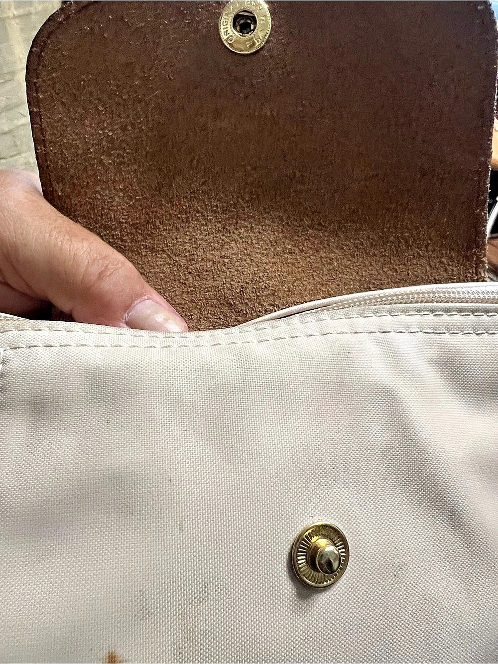 Longchamp Le Pliage Original Shoulder Tote Beige & Brown - Picture 6 of 11